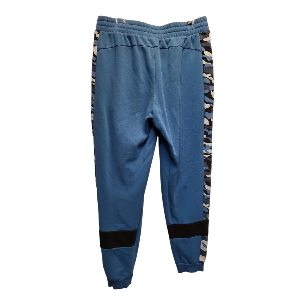 Comfortable Mens Puma Blue Camo-Trim Fleece Joggers - Size L - Picture 2 of 3